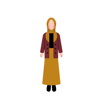 Muslim girl wearing winter coat  Illustration