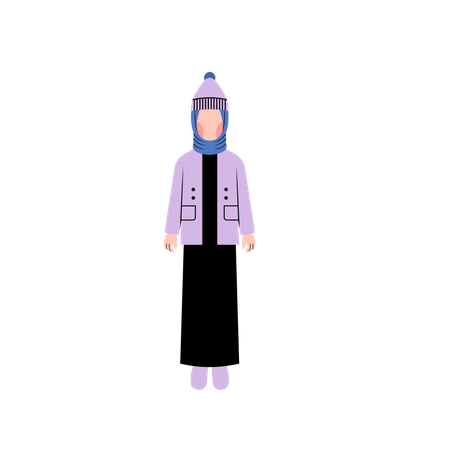 Muslim girl wearing winter jacket  Illustration