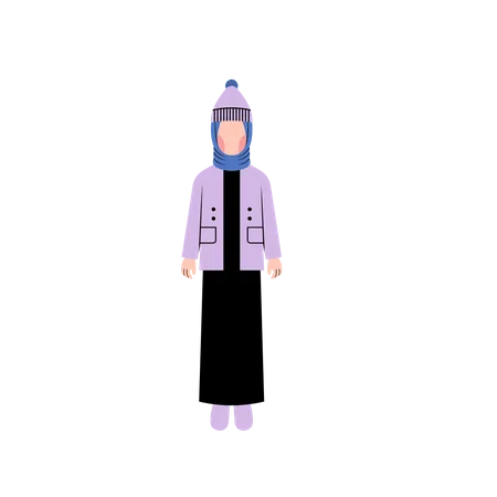 Muslim girl wearing winter jacket  Illustration