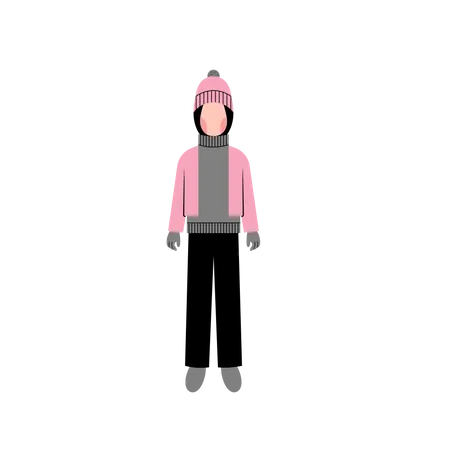 Muslim girl wearing winter outfit Illustration