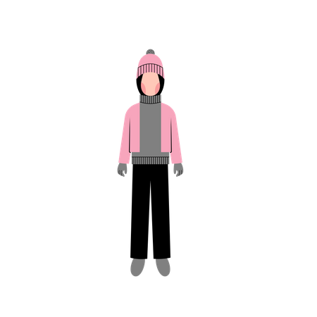 Muslim girl wearing winter outfit  Illustration