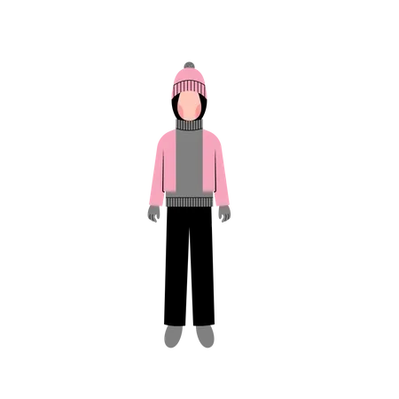 Muslim girl wearing winter outfit  Illustration