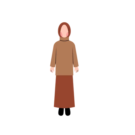 Muslim girl wearing winter wear Illustration