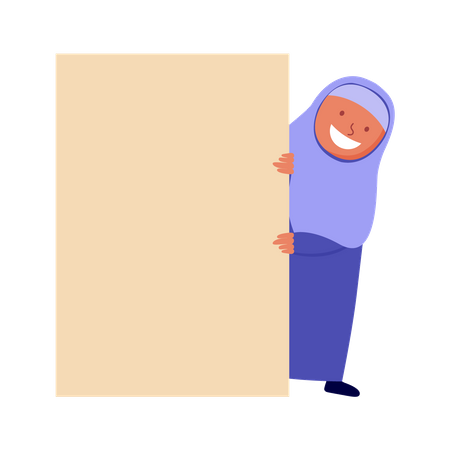 Muslim girl with blank board  Illustration