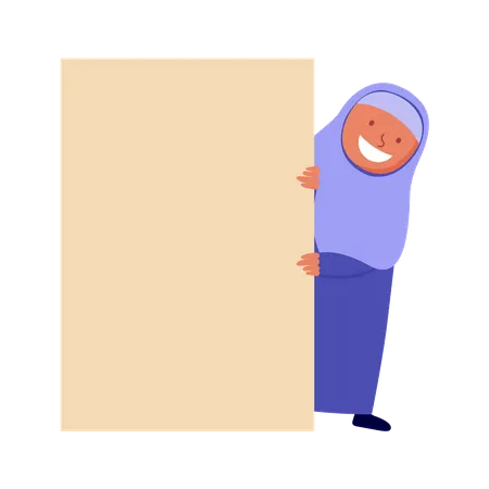 Muslim girl with blank board  Illustration