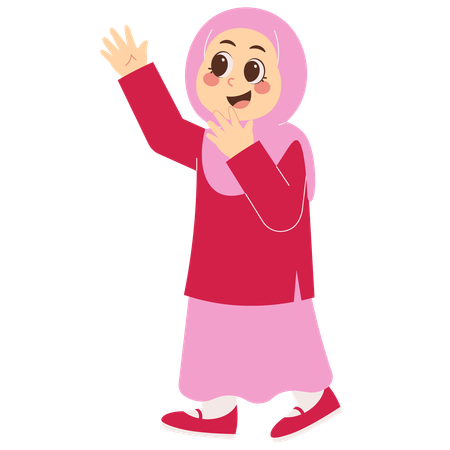 Muslim Girl with Cute Expression  Illustration
