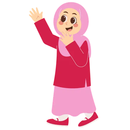 Muslim Girl with Cute Expression  Illustration