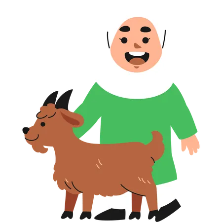 Muslim Girl with Goat  Illustration