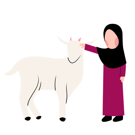 Muslim girl with Goat  Illustration