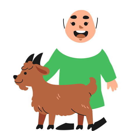 Muslim Girl with Goat  Illustration