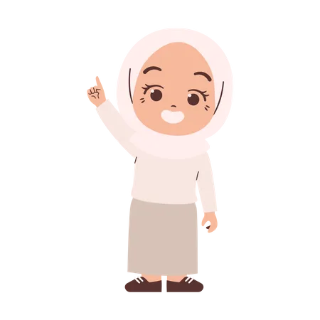 Muslim Girl With Pointing Finger Illustration