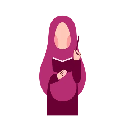 Muslim girl writing notes  Illustration