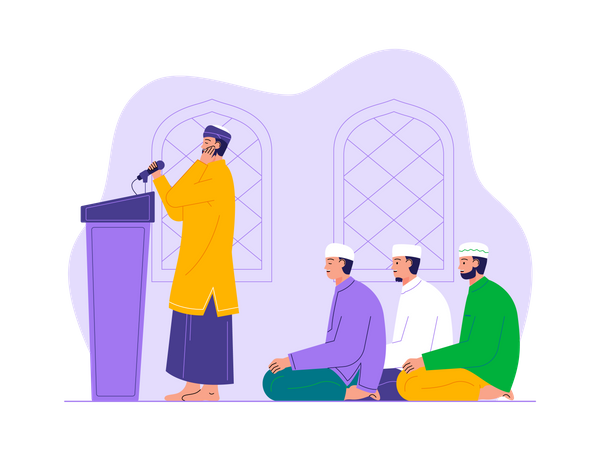 Muslim giving religious speech on festival  Illustration