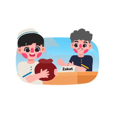 Muslim Giving Zakat  Illustration
