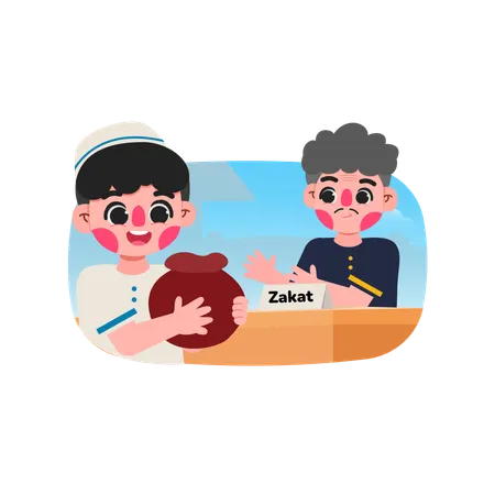 Muslim Giving Zakat  일러스트레이션