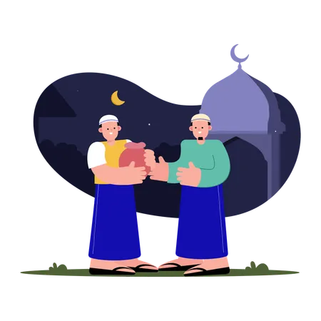 Muslim Giving Zakat Illustration Illustration