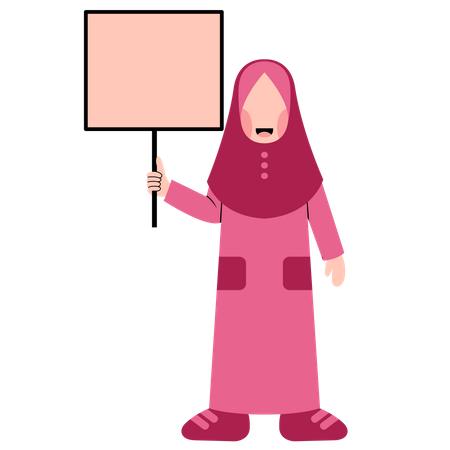 Muslim Goy Holding Empty Board  Illustration