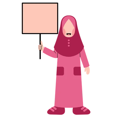 Muslim Goy Holding Empty Board  Illustration