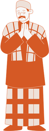 イスラム教徒のおじいちゃんが挨拶  イラスト