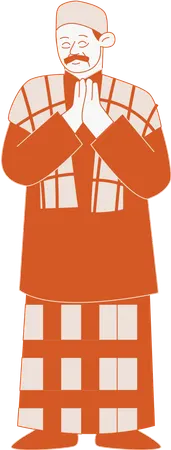 イスラム教徒のおじいちゃんが挨拶  イラスト