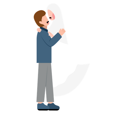 Muslim groom holding bridal  Illustration