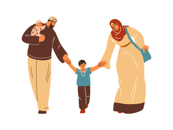 Muslim happy family  Illustration