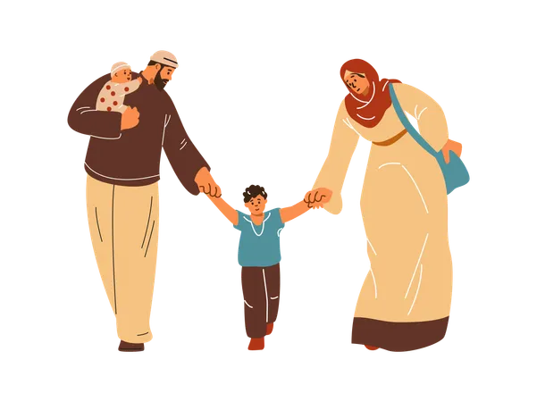 Muslim happy family  Illustration