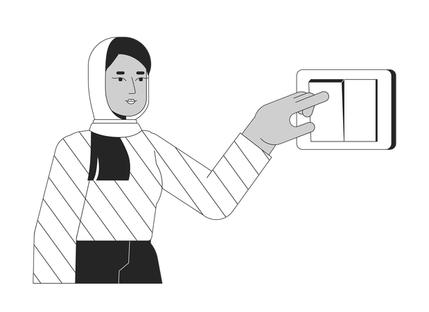 Muslim hijab female Turning off light  Illustration