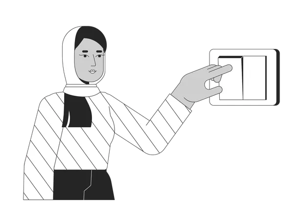 Muslim hijab female Turning off light  Illustration