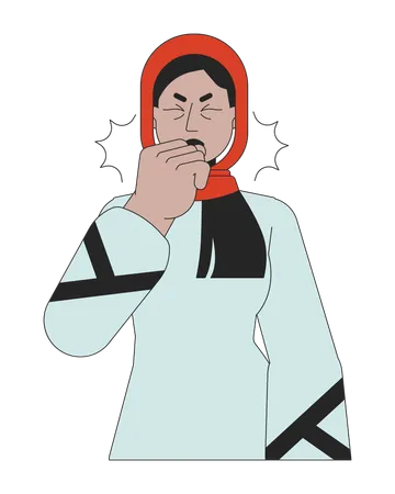 Muslim hijab woman asthma attack  Illustration