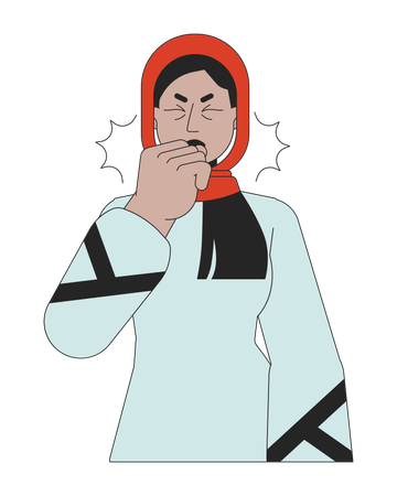 Muslim hijab woman asthma attack  Illustration