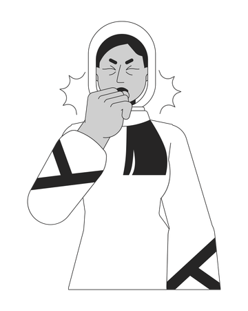 Muslim hijab woman asthma attack  Illustration