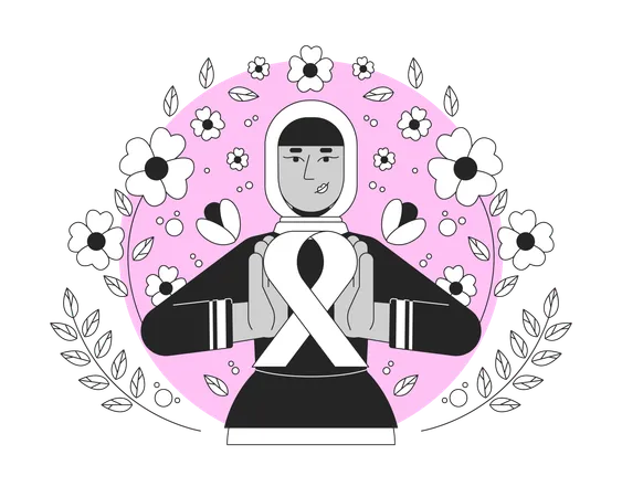 Muslim hijab woman doing Breast Cancer Awareness  Illustration