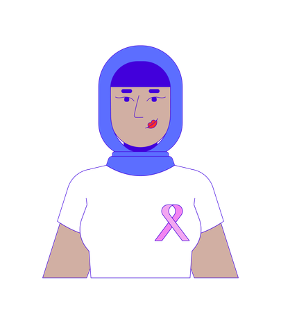 Muslim hijab woman promoting breast cancer awareness  Illustration