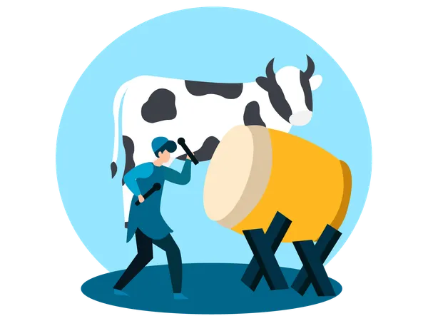 Muslim is beating drum  Illustration