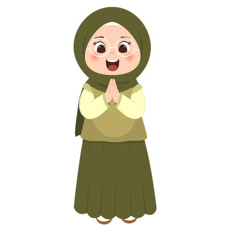 Muslim kid greeting  Illustration