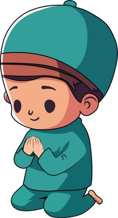 Muslim Kid Offering Namaz  Illustration