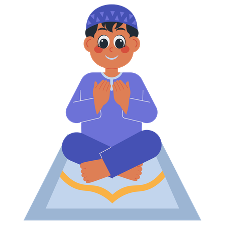 Muslim Kid Praying  Illustration