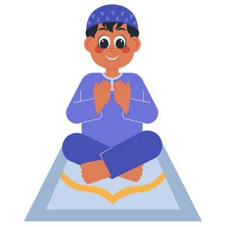 Muslim Kid Praying  Illustration