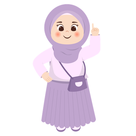 Muslim kid saying hi  Illustration