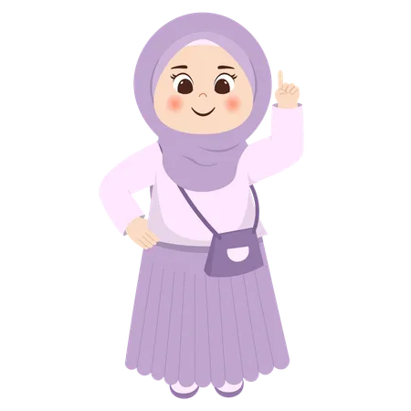 Muslim kid saying hi  Illustration