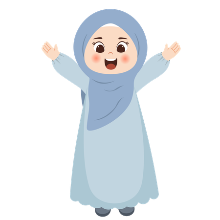 Muslim kid saying hi  Illustration