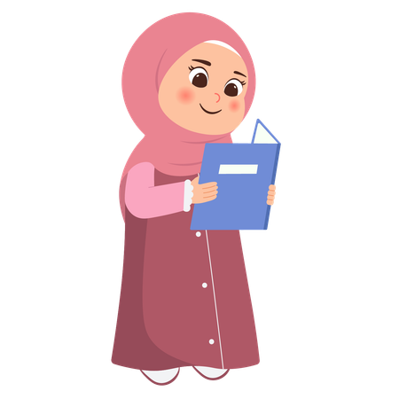 Muslim kid with book  Illustration