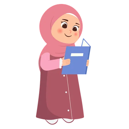 Muslim kid with book  Illustration