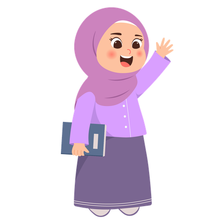 Muslim kid with book  Illustration