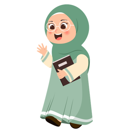 Muslim kid with book  Illustration