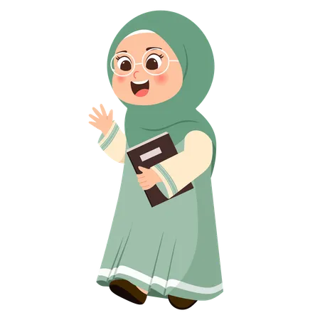 Muslim kid with book  Illustration