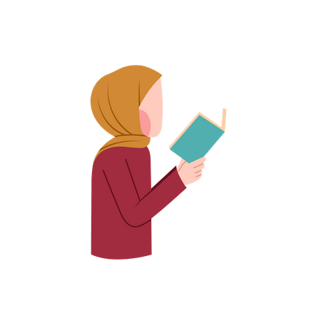 Muslim lady reading book  Illustration