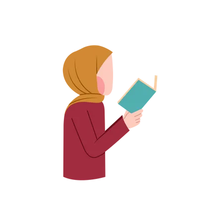 Muslim lady reading book  Illustration