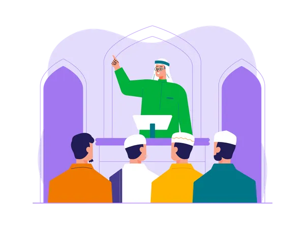 Muslim leader giving speech on ramadan festival  Illustration